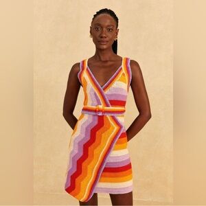 FARM Rio | Dresses | Nwt Anthropologie Farm Rio Colorful Crochet Wrap Mini  Dress Size M | Poshmark
